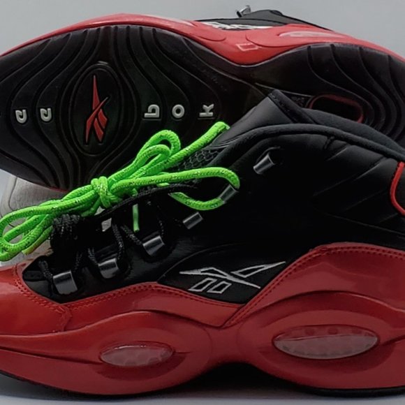 Reebok Question Mid Iverson Men's Size 9.5 W/Laces Black/Red G57551 New - Picture 4 of 9